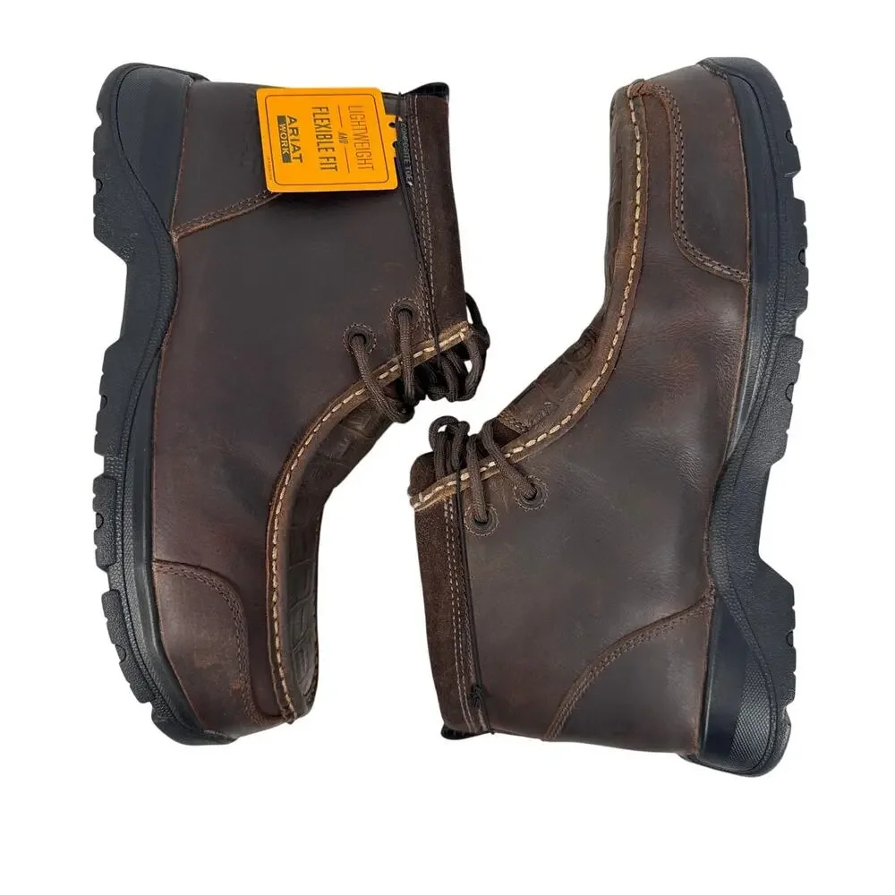 Ariat Chukka Work Boot Comp Toe 7.5 D Brown Leather Croco‎ Pattern